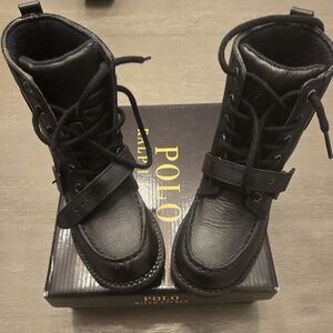 Kid Polo Ralph Lauren Black Leather Boots